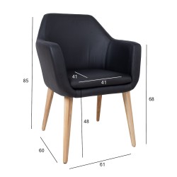 Обеденный стул TAMARA 61x60xH85см, черный PU