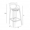 Bar chair BUTTERFLY 54x49xH79 109,5cm, white plastic