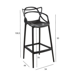 Bar chair BUTTERFLY 54x49xH79 109,5cm, black plastic