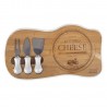 Cheese cutting board GOURMET, 38x22cm, 3 cheese knives, bamboo   white