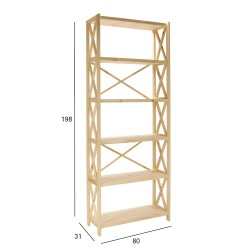 Полка ALEX 6-этажная, 80x31xH198см, дерево  cосна, цвет  натуральный