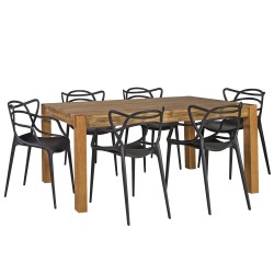 Обеденный комплект CHICAGO с 6-стульями (30027) 180x90xH76см, дерево  дуб, обработка  промасленный, цвет  натуральный
