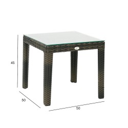 Side table WICKER 50x50xH45cm, dark brown