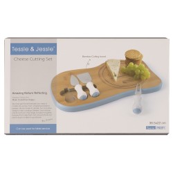 Cheese cutting board GOURMET, 38x22cm, 3 cheese knives, bamboo   blue