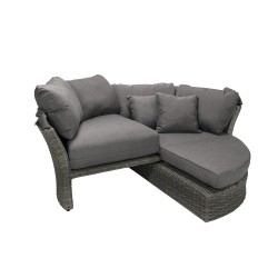 Раскладной диван MUSE-2 с навесом и с подушкой, рама  алюминий с плетением из пластика, цвет  серый