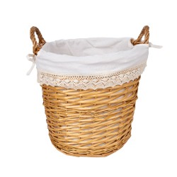 Laundry basket MAX D40xH56cm, light brown with lace