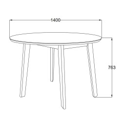 Dining table ROXBY, D140xH76cm, oak