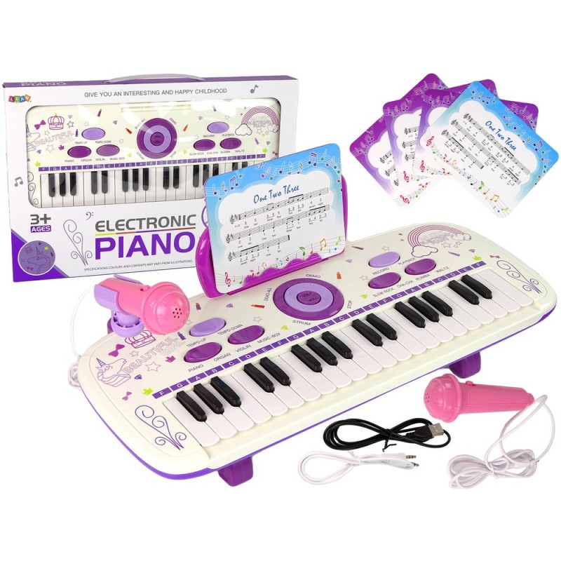 Electric Piano Keyboard For Kids Pink USB MP3 notes