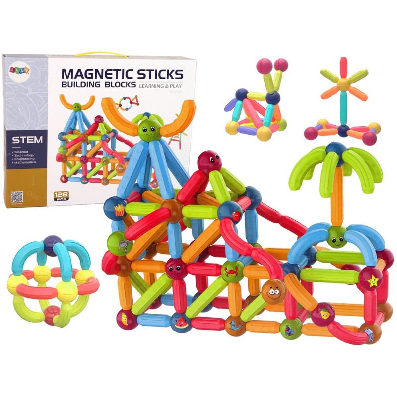 Educational Magnetic Bricks Set of 128 pieces