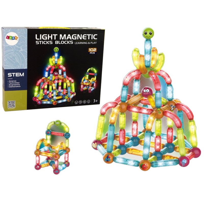 Luminous Educational Magnetic Blocks Set of 102 Elements