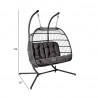 Подвесное кресло YOYO 2-местный c подушками, 152x107xH198см, ножка  чёрная стальная труба, сиденье  плетение из пластика
