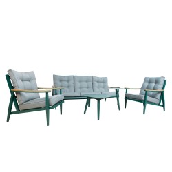 Garden furniture set CAVINE table, sofa and 2 chairs, green