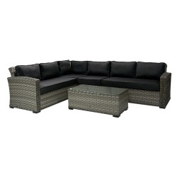 Садовая мебель GENEVA с подушками, угловой диван и стол 105x51xH39см, цвет тёмно-серый