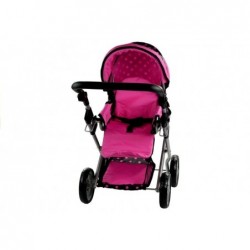 Doll Bogie and Stroller Alice- with Carrier, Bag and Bedding Black with Pink Dots