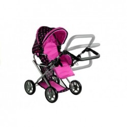 Doll Bogie and Stroller Alice- with Carrier, Bag and Bedding Black with Pink Dots