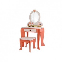 Wooden Dressing Table Pink Hearts Mirror
