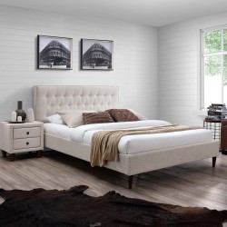Кровать EMILIA с матрасом HARMONY TOP (86865) 180x200см, обивка из мебельного текстиля, цвет  светло-бежевый