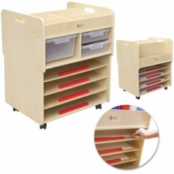 CLASSIC WORLD EDU Wooden Cabinet Trolley for Art Supplies