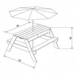 Стол для пикника AXI Nick с контейнерами для песка/воды и зонтиком