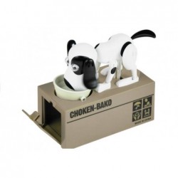 Dog Piggy Bank Robotic Coin Munching Toy Money Box White - Black