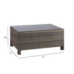 Coffee table SEVILLA NEW 71x71xH30cm, dark brown