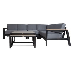 Комплект садовой мебели FELINO угловой диван и 2 стола, черный