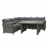 Садовая мебель PAVIA с подушками, стол и угловой диван, алюминиевая рама с пластиковым плетением, цвет  тёмно-серый