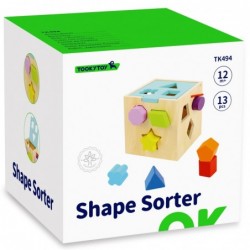 TOOKY TOY Wooden Sorter Colorful Cube with Colorful Patterns 13 pcs.