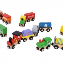 Tooky mänguasja puidust sõidukite vagunid magnetiga