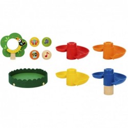Tooky Toy Wooden Ball Track with Animals Ball Track Spiral + 4 Balls