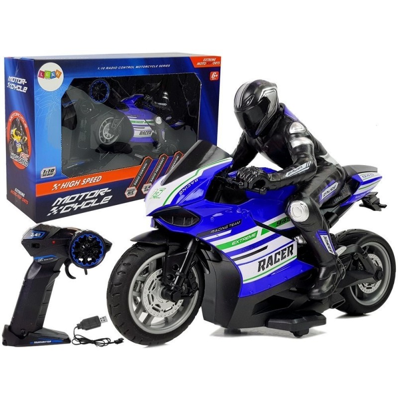 Sports Motorcycle 2.4G Remote Controlled Racer Range 35m Blue