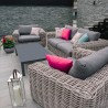 Садовая мебель CALISTA с подушками, стол, диван и 2 стула, алюминиевая рама с пластиковым плетением, цвет  серый