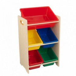 KidKraft Wooden organizer with 5 plastic containers