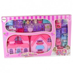 Set Villa Cottage with Lights Plastic Pink