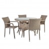 Aiamööblikomplekt LARACHE laud ja 4 tooli (2102) lauaplaat  läbipaistev klaas, alumiiniumraam plastikpunutisega
