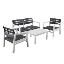 Garden furniture set SURABAYA table, bench and 2 chairs