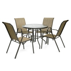 Garden furniture set DUBLIN table, 4 chairs, golden brown