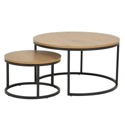 Coffee tables 2pcs SPIRO D50xH33cm, D80xH45cm, oak