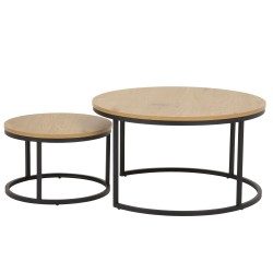 Coffee tables 2pcs SPIRO D50xH33cm, D80xH45cm, oak