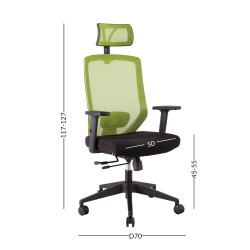 Рабочий стул JOY черный зеленый
