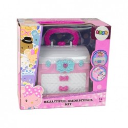 Beauty Kit in Plastic Suitcase Pink White