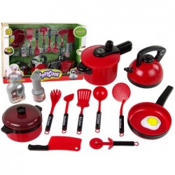 A set of red kitchen...