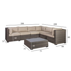 Комплект садовой мебели SEVILLA NEW модульный диван и стол, тёмно-коричневый