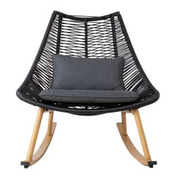 Кресло-качалка HELSINKI 84x102xH97см, рама  алюминий, с плетеной черной веревкой