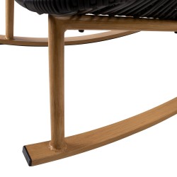 Кресло-качалка HELSINKI 84x102xH97см, рама  алюминий, с плетеной черной веревкой