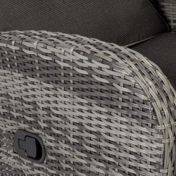 Кресло COLOMBO 66x80xH102см, регулируемой спинкой и подножкой, рама  алюминий с плетением из пластика, цвет  серый