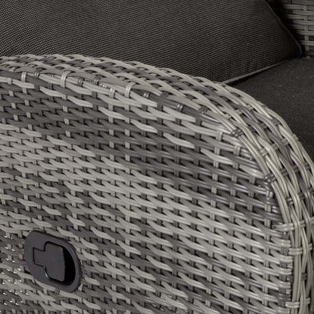 Кресло COLOMBO 66x80xH102см, регулируемой спинкой и подножкой, рама  алюминий с плетением из пластика, цвет  серый