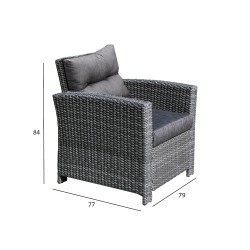 Кресло PAVIA с подушками 79x77xH84cм, рама  алюминий с плетением из пластика, цвет  тёмно-серый