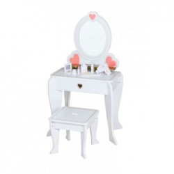 Dressing Table Wooden White Hearts Mirror