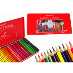 Set of 72 Art Crayons Metal Container